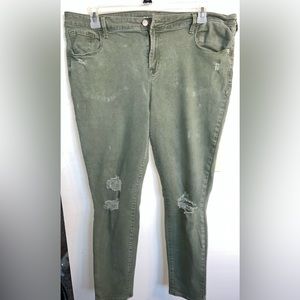 Light Green Distressed Rockstar Jeans